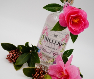 Millers Floral Gin, Single rose and Rose Gift bag package